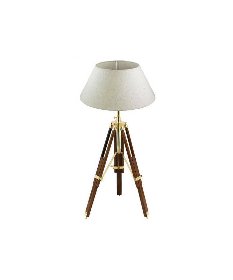 Tripod golvlampa trä/mässing 84 cm