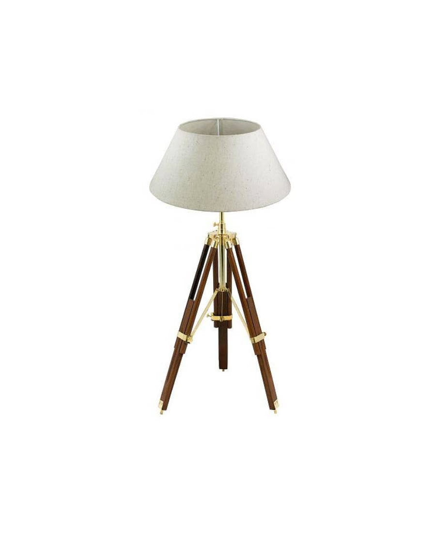 Tripod golvlampa trä/mässing 84 cm