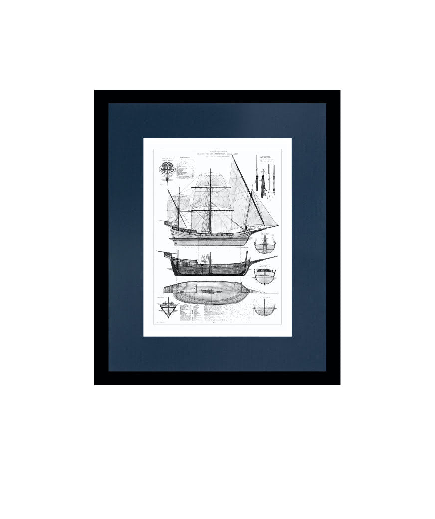 Exklusiv tavla HMS Meredith Ship Drawing