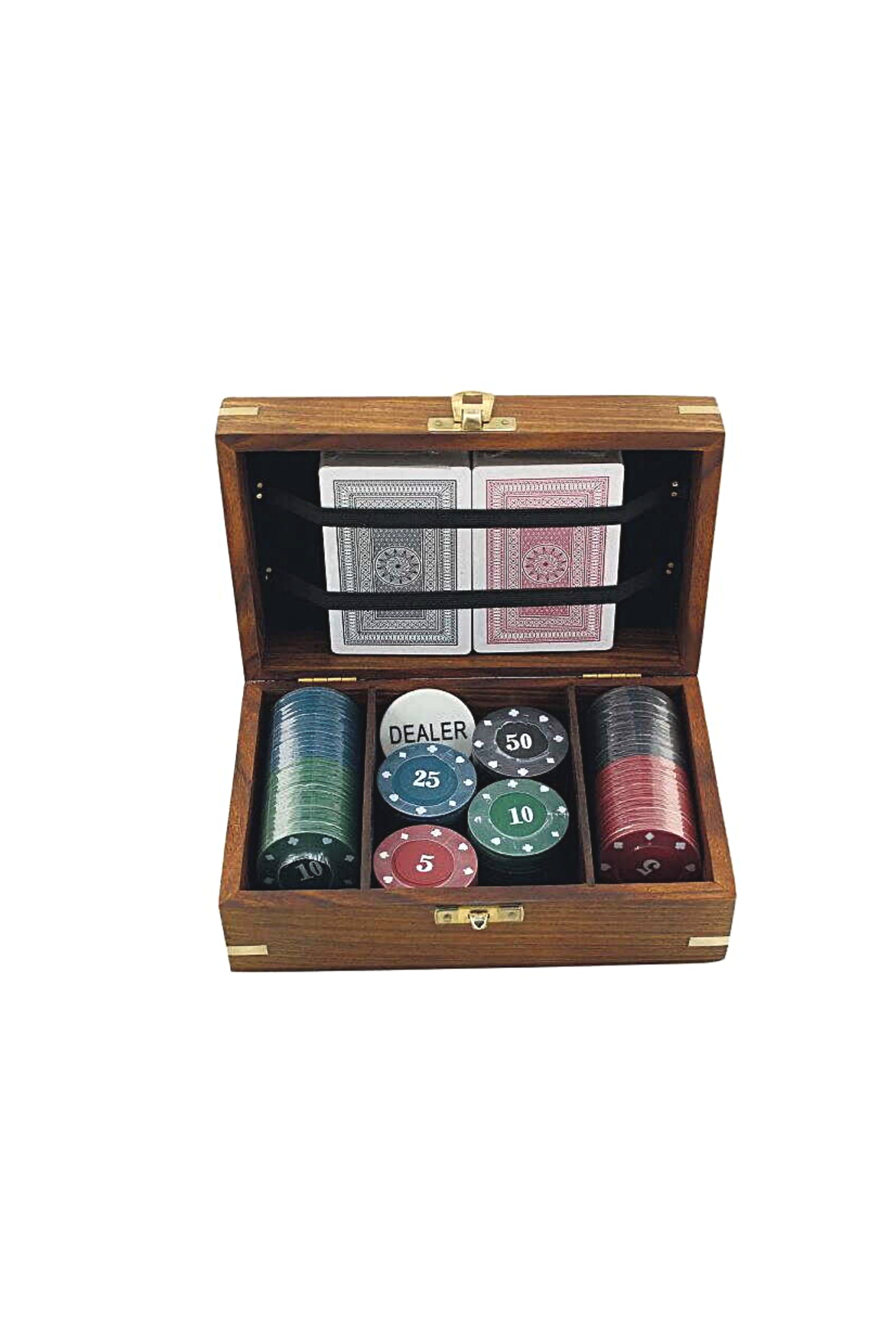 Pokerset trä/mässing 